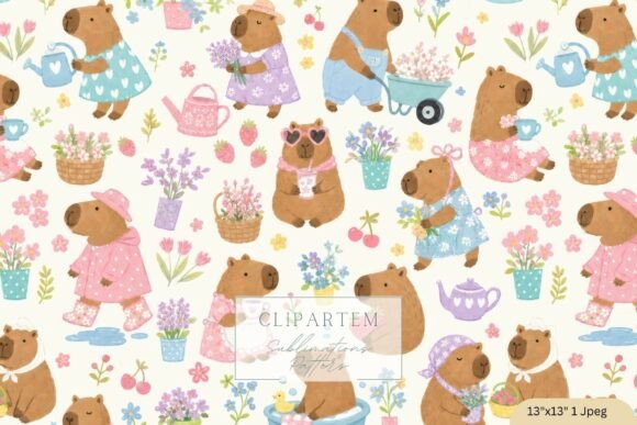 Capybara Pattern Garden Cottagecore: A Designer's Whimsical Asset