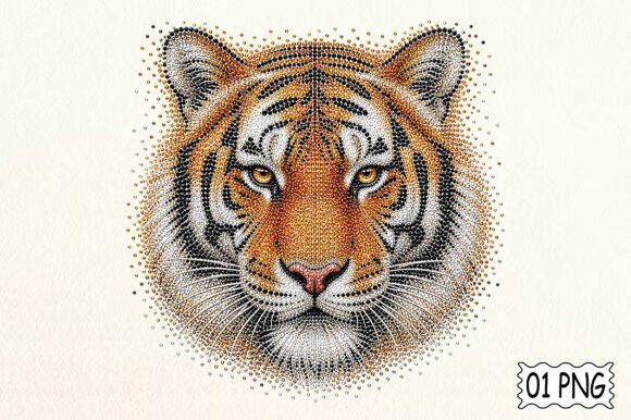 Faux Rhinestone Tiger Design: Bold Graphic Impact