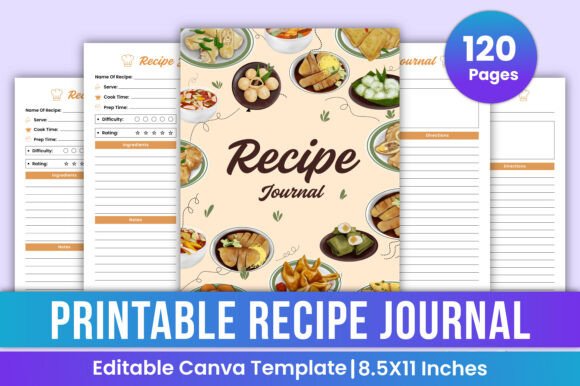 Master Your Culinary Creations: Printable Recipe Journal Canva Template