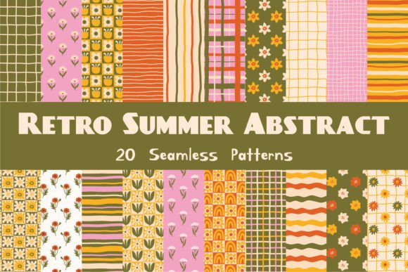 Retro Summer Abstract Seamless Patterns for Creative Projects