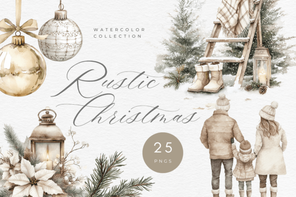 Rustic Boho Christmas Clipart: A Warm Neutral Palette