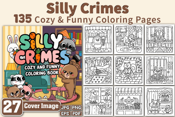 Silly Crimes Cozy & Funny Coloring Pages: A Creative Asset for Designers