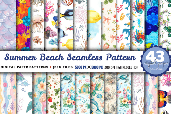 Summer Beach Seamless Pattern Bundle: A Complete Design Asset