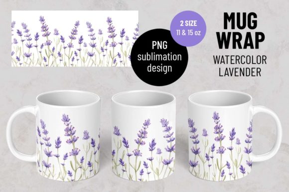 Timeless Elegance: Lavender Flowers Mug Wrap Sublimation