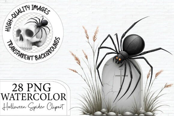 Watercolor Halloween Spider Clipart: Creative Uses for Your 28-Piece Set