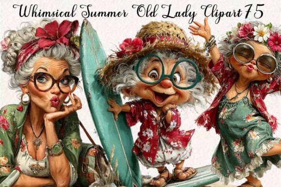 Whimsical Summer Old Lady Clipart: Your Creative Asset
