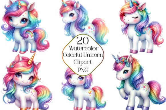 Whimsical Watercolor Unicorn Clipart for Creative Projects
